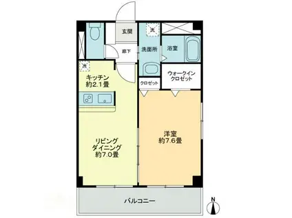 フォブールこもだA(1LDK/1階)の間取り写真