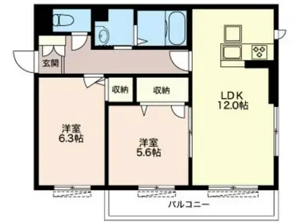 ブリジャール(2LDK/1階)の間取り写真