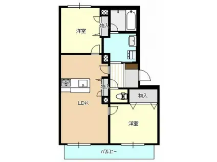 ルーエグレンタイン(2LDK/2階)の間取り写真