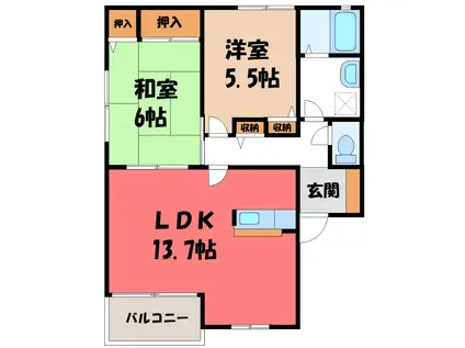 フジパレス(2LDK/2階)の間取り写真