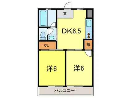 ホープ愛宕I(2DK/2階)の間取り写真