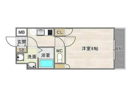 ファーストフィオーレあびこ(1K/3階)の間取り写真