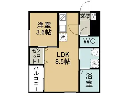 REGALEST連坊(1LDK/1階)の間取り写真