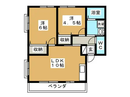 ル ヴィラージュIII(2LDK/1階)の間取り写真