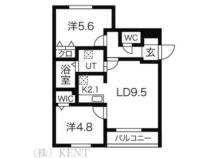 ロワ・クレール(2LDK/3階)の間取り写真