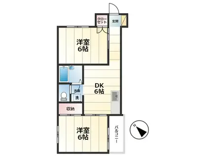 シェルム新町(2DK/3階)の間取り写真