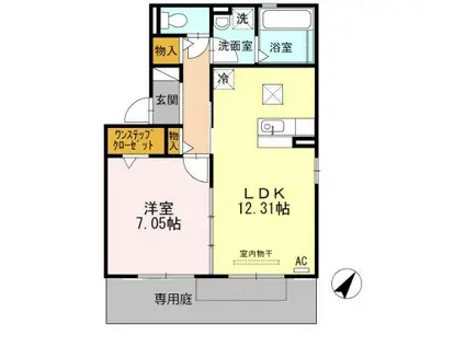 フィオレット A(1LDK/1階)の間取り写真