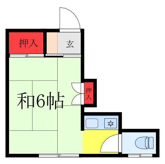 常盤荘(ワンルーム/2階)の間取り写真