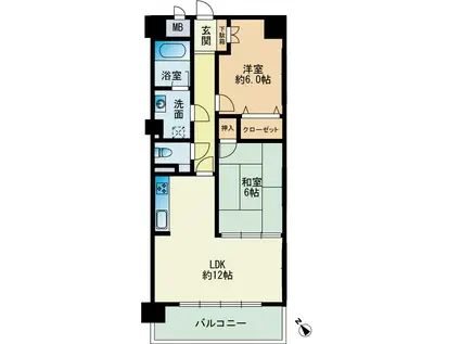 アルファウイング高宮東(2LDK/5階)の間取り写真