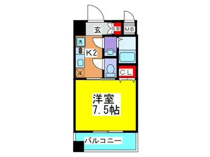 ラカージャ(1K/9階)の間取り写真