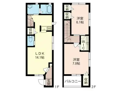 ECO DOLCE小仲台(2LDK/2階)の間取り写真