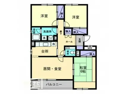 Rプレジオ昭和町(3LDK/2階)の間取り写真