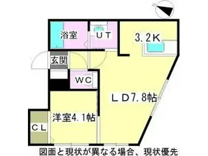 ラフィナート澄川(1LDK/1階)の間取り写真