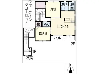 Rアヴェニュー(2LDK/2階)の間取り写真