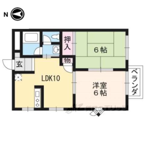 ファミーユ蓮花寺(2LDK/1階)の間取り写真