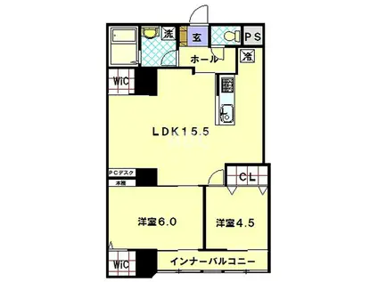 弘誠ビル(2LDK/3階)の間取り写真