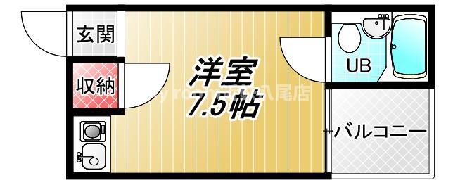 プラザハピネス高安(ワンルーム/3階)の間取り写真