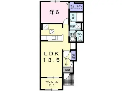 リスブラン A(1LDK/1階)の間取り写真