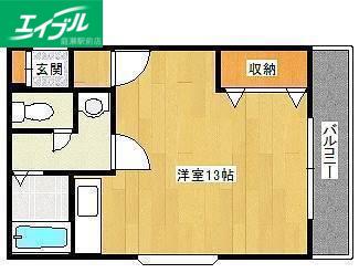 りんごの木II(ワンルーム/2階)の間取り写真