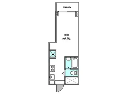 カーサ下馬(ワンルーム/1階)の間取り写真