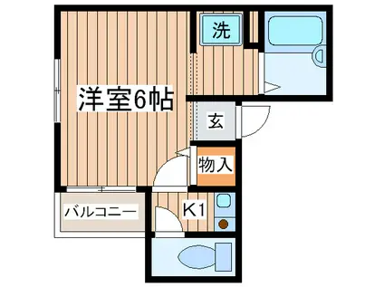 グランドウルス(1K/2階)の間取り写真