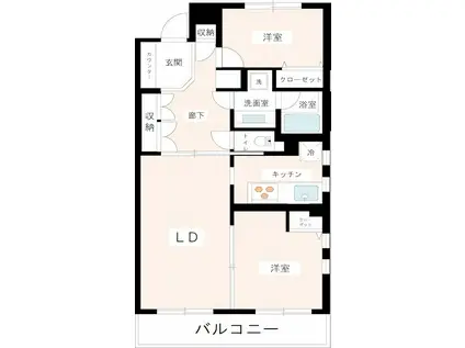 グランベルデ馬込坂(2LDK/1階)の間取り写真