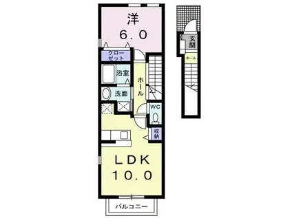 ベル・アンジュC棟(1LDK/2階)の間取り写真