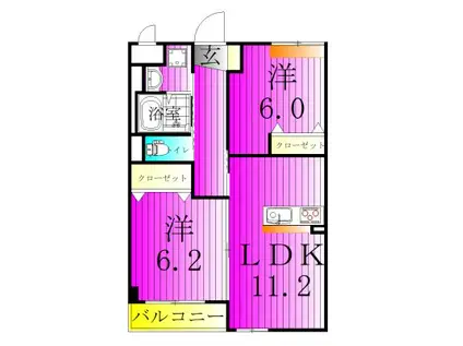 おおたかの森 UNIVALY S(2LDK/3階)の間取り写真