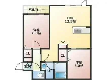 LANDSCHAFT33(2LDK/1階)の間取り写真