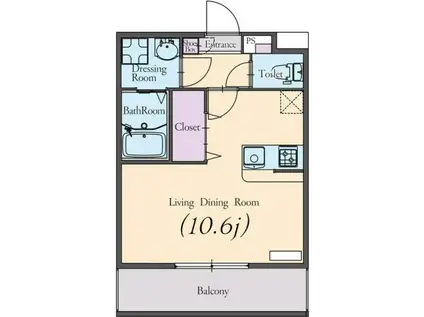 フローラル(ワンルーム/2階)の間取り写真