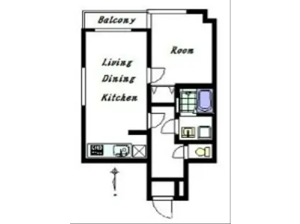 クロノス高尾サウス(1LDK/2階)の間取り写真