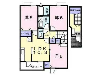 山手メゾン弐B(3LDK/2階)の間取り写真