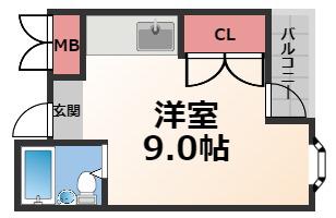 ナカダハウス(ワンルーム/3階)の間取り写真