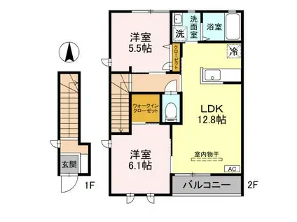 メゾンアベニールB(2LDK/2階)の間取り写真