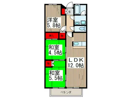 プロミネンスII(3LDK/1階)の間取り写真