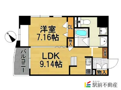 クレアランドマーク(1LDK/13階)の間取り写真