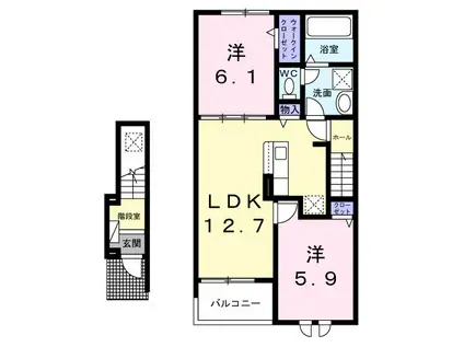 ブラウンヒルズ(2LDK/2階)の間取り写真