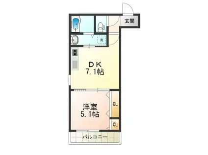 フジパレス喜連西II番館(1DK/2階)の間取り写真