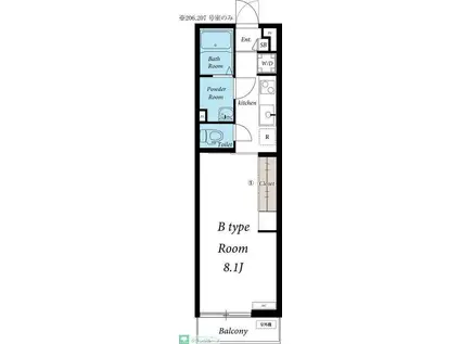 リブリ・二十世紀が丘(1K/1階)の間取り写真
