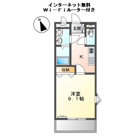 グランディー(1K/2階)の間取り写真