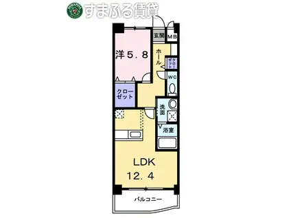 プリンセスガーデン本館(1LDK/2階)の間取り写真