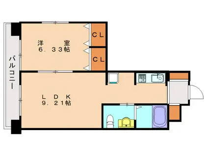 フェルト627(1LDK/9階)の間取り写真