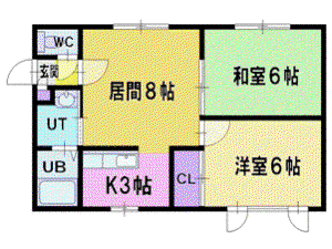 クリスタルF(2LDK/1階)の間取り写真