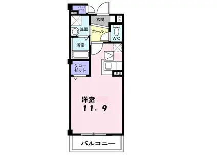 ドミールラフィネ(ワンルーム/2階)の間取り写真