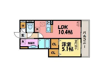 CASA RAFFINE 青地(1LDK/1階)の間取り写真