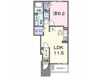 シャンポール砂田(1LDK/1階)の間取り写真