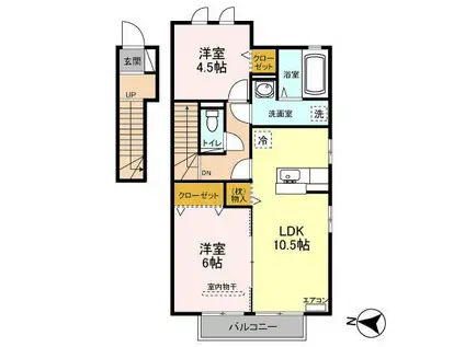 モダンコートウラワ(2LDK/2階)の間取り写真