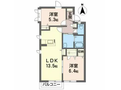 フラット園(2LDK/2階)の間取り写真