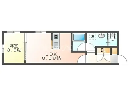 ARIVIA知立(1LDK/1階)の間取り写真
