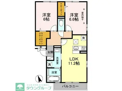 アンクレージュせんげん台(2LDK/1階)の間取り写真
